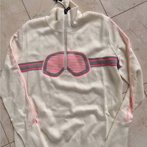 Bogner Fire & Ice  Half-Zip Sweater with Pink and Gray Design. Brand new